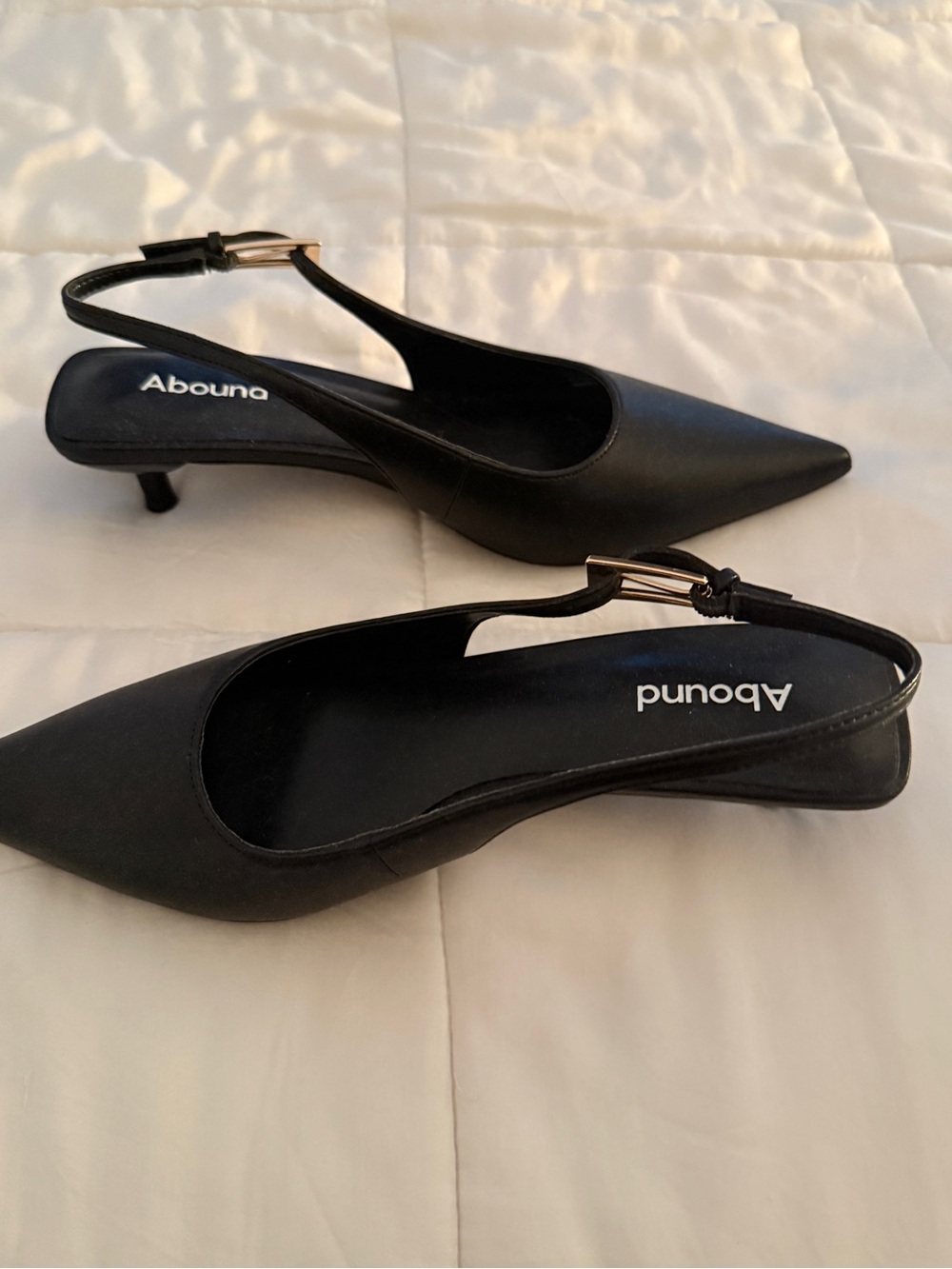 Abound Black Pointed-Toe Slingback Kitten Heels